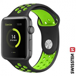 Swissten Silicone sport band, 38-40mm, Black/Green - for Apple 1/2/3/4/5/6/7/8/SE/SE2022 46000601