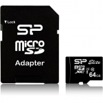 Silicon Power Elite, microSDXC, 64GB, Class 10, UHS-I, U1 +Adapter SP064GBSTXBU1V10SP