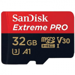 Sandisk Extreme Pro, microSDHC, 32GB, UHS-I, U3, V30 +Adapter SDSQXCG-032G-GN6MA