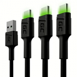 Green Cell PowerStream, USB-A to USB-C, 1.2m - Pack of 3 KABGCSET02