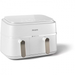 Philips 3000 Series Airfryer Dual Basket, 9L, White/Silver NA353/10