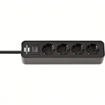 Brennenstuhl Ecolor Power Strip 4-way, 1.5m, Black 1153240000
