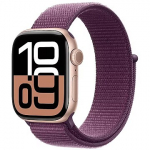 Apple Watch Series 10 GPS, Aluminium, Rose Gold, Plum Sport Loop - 42mm MWWK3ET/A