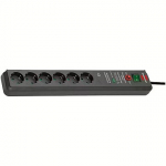 Brennenstuhl Secure-Tec Power Strip 6-way with overvoltage protection and acoustic warning signal, 3m, Gray 1159540376