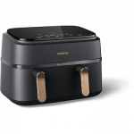 Philips 3000 Series Airfryer Dual Basket, 9L, Black/Gold NA352/00