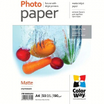 ColorWay Matte Photo Paper, 50 sheets, A4, 190 g/m&sup2; PM190050A4