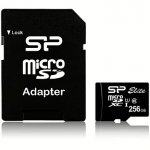 Silicon Power Elite, microSDXC, 256GB, Class 10, UHS-I, U1 +Adapter SP256GBSTXBU1V10SP