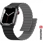 Swissten Silicone magnetic band, 42/44/45/49mm, Black/Grey - for Apple Watch 1/2/3/4/5/6/7/8/SE/SE2022 46000511