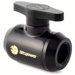 Bitspower Matt Black Mini Valve With Black Handle 2x IG 1/4 inch BP-MVV-MBKBK