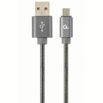 Gembird Premium Spiral Metal, USB-A to microUSB, 1m CC-USB2S-AMMBM-1M-BG