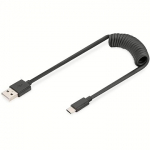Digitus USB-A to USB-C, Spiral, 1m AK-300430-006-S