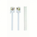 Gembird Telephone handset spiral cord, RJ10 (4P4C), 2 m, white TC4P4CS-2M