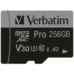 Verbatim Pro Class, 256GB, MicroSDHC +Adapter 47045