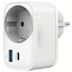 Gembird Lādētājs Gembird 2-port USB Fast Charger with Pass-through AC socket 20W White TA-ACPDQC20-01-W