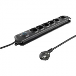 Qoltec 6 Sockets, 1.8m, Black 50111