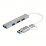 Delock 4 Port Slim USB Hub with USB Type-C or USB Type-A, USB hub 64214
