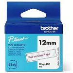 Brother BTAG132 12MM RED ON CLEAR TAPE BTAG132