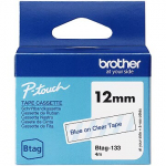 Brother BTAG133 12MM BLUE ON CLEAR TAPE BTAG133