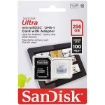Sandisk Ultra, microSDXC, 256GB, UHS-I, U1, V10 +Adapter SDSQUNR-256G-GN6TA