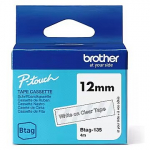 Brother BTAG135 12MM WHITE ON CLEAR TAPE BTAG135