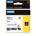 DYMO RHINO TAPE VINYL 12MM/5.5M BLACK ON WHITE 18444