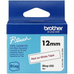 Brother BTAG232 12MM RED ON WHITE TAPE BTAG232