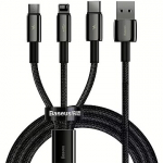 Baseus Tungsten 3in1, USB-A to USB-C/MicroUSB/Lightning, 1.5m CAMLTWJ-01