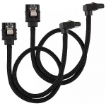 Corsair Premium Sleeved SATA 6Gbps 90&deg; Connector, 30cm, Black CC-8900278