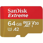 Western Digital Extreme, microSDXC, 64GB, UHS-I, U3, V30 +Adapter SDSQXAH-064G-GN6MA