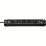 Brennenstuhl Bremounta Power Strip 5-fold with 2 USB charging sockets, 3m, Black 1150660315