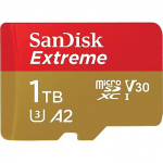 Sandisk Extreme, microSDXC, 1TB, UHS-I, U3, V30 +Adapter SDSQXAV-1T00-GN6MA