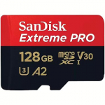 Sandisk Extreme Pro, microSDXC, 128GB, UHS-I, U3, V30 +Adapter SDSQXCD-128G-GN6MA