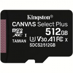 Kingston Canvas Select Plus, microSDXC, 512GB, Class 10, U3, V30 +Adapter SDCS2/512GB