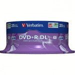 Verbatim DVD+R DOUBLE LAYER 8.5GB 8X MATT SILVER 25PK 43757