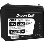 Green Cell CUBE AGM IP54 12V 75Ah VRLA Battery Gel deep cycle powerchair photovoltaic leisure battery campervan AGM12V75AH-J