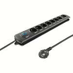 Qoltec 8 Sockets, 1.8m, Black 50113