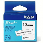 Brother BTAG231 12MM BLACK ON WHITE TAPE BTAG231