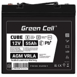 Green Cell Battery AGM VRLA 12V 55Ah IP54 AGM12V55AH-J