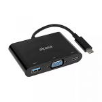 Akasa Type-C to VGA and power delivery adapter with extra USB 3.0 Type-A port AK-CBCA02-15BK