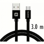 Swissten USB-A to Micro USB, 3m SW-QU-MICR-USB-3.0-BK