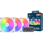 Montech GF120R V2 ARGB, Reverse Blade, 3 Pack, White GF120R V2 ARGB PWM 3I1 (W)