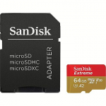 Sandisk Extreme, microSDXC, 64GB, UHS-I, U3, V30 +Adapter SDSQXAH-064G-GN6MA
