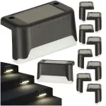 LED kāpņu gaismekļi ar krēslas sensoru, ūdensizturīgi ar saules paneļiem, 8 gab. komplekts