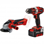Einhell Power X-Change Werkzeug-Set TE-TK 18/2 Li Kit (rot/Black, Akku-Bohrschrauber und Akku-Winkelschleifer, Li-Ion-Akku 4,0Ah) | 4257240 | 4006825661842