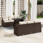 vidaXL Aiam&ouml;&ouml;bli komplekt 7-osaline Brown, Cream Rotang, Pol&uuml;ester | 3357661 | 8721288378644
