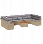 vidaXL 11-osaline aiam&ouml;&ouml;bli komplekt patjadega Beige pol&uuml;rotang Akaatsia, vidaXL kaheinimese aiam&ouml;&ouml;blidiivan hoiukastiga ja patjadega Beige pol&uuml;rotang | 3356047 | 8721288363183