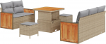 vidaXL 8-osaline aiam&ouml;&ouml;bli komplekt koos patjadega Beige pol&uuml;rotang Akaatsia | 3365197 | 8721288453167