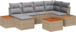 7-osaline aiam&ouml;&ouml;bli komplekt vidaXL pol&uuml;rotangist, patjadega, Beige, Akaatsia | 3356795 | 8721288370662