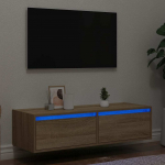 vidaXL vidaXL Szafka pod TV z oświetleniem LED, dąb sonoma, 100x35,5x25 cm | 860240 | 8721158663535