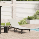 vidaXL Leżak z poduszką, Black, polirattan | 4104079 | 8721158667120